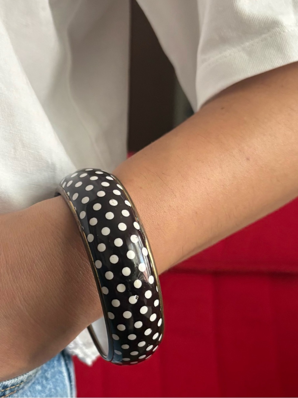 Black and White Polka Dot Bangle Bracelet